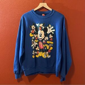 Vintage Disney Men’s Mickey Unlimited Blue USA Made Slouchy‎ Crewneck Sweater